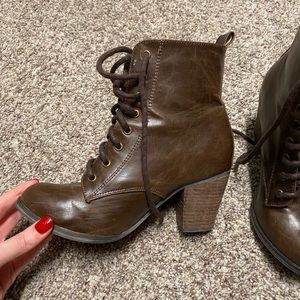 Brown leather booties